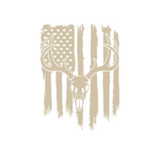 Load image into Gallery viewer, Deer Buck Skull American Flag Custom Precision Die Cut Vinyl Decal Sticker Design Style Graphics