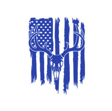 Load image into Gallery viewer, Deer Buck Skull American Flag Custom Precision Die Cut Vinyl Decal Sticker Design Style Graphics