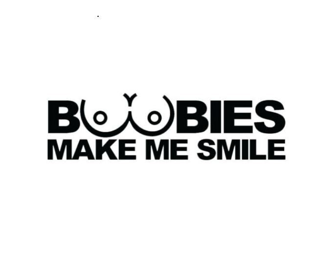 Funny "BOOBIES MAKE ME SMILE" Embroidered Iron-On Patch - Biker Vest Jacket Emblem