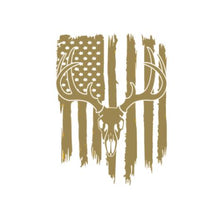 Load image into Gallery viewer, Deer Buck Skull American Flag Custom Precision Die Cut Vinyl Decal Sticker Design Style Graphics