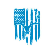 Load image into Gallery viewer, Deer Buck Skull American Flag Custom Precision Die Cut Vinyl Decal Sticker Design Style Graphics