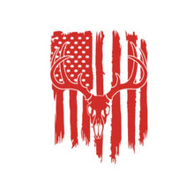 Load image into Gallery viewer, Deer Buck Skull American Flag Custom Precision Die Cut Vinyl Decal Sticker Design Style Graphics