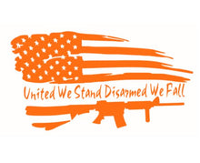 Load image into Gallery viewer, United We Stand Disarmed We Fall Rifle American Flag Custom Precision Die Cut Vinyl Decal Sticker Design Style Graphics