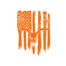 Load image into Gallery viewer, Deer Buck Skull American Flag Custom Precision Die Cut Vinyl Decal Sticker Design Style Graphics