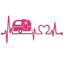 Load image into Gallery viewer, Camping Camper Love Heartbeat Custom Precision Die Cut Vinyl Decal Sticker Design Style Graphics
