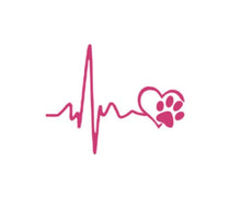 Load image into Gallery viewer, Paw Print Love Heartbeat Custom Precision Die Cut Vinyl Decal Sticker Design Style Graphics
