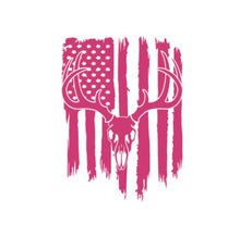 Load image into Gallery viewer, Deer Buck Skull American Flag Custom Precision Die Cut Vinyl Decal Sticker Design Style Graphics