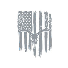 Load image into Gallery viewer, Deer Buck Skull American Flag Custom Precision Die Cut Vinyl Decal Sticker Design Style Graphics