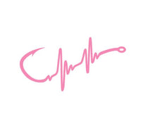 Load image into Gallery viewer, Fishing Hook Heartbeat Custom Precision Die Cut Vinyl Decal Sticker Design Style Graphics