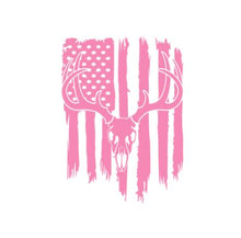 Load image into Gallery viewer, Deer Buck Skull American Flag Custom Precision Die Cut Vinyl Decal Sticker Design Style Graphics