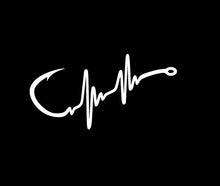 Load image into Gallery viewer, Fishing Hook Heartbeat Custom Precision Die Cut Vinyl Decal Sticker Design Style Graphics