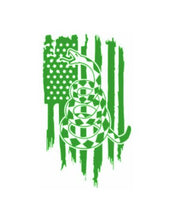 Load image into Gallery viewer, Don't Tread On Me Snake Snake American Flag Custom Precision Die Cut Vinyl Decal Sticker Design Style Graphics