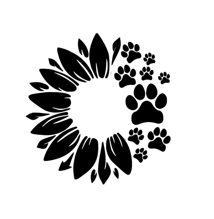 Sunflower Paw Prints Custom Precision Die Cut Vinyl Decal Sticker Design Style Graphics