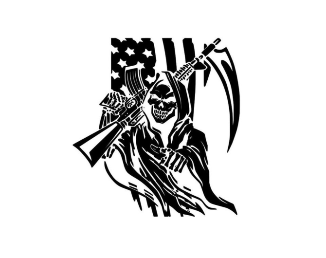 American Flag Grim Reaper Custom Precision Die Cut Vinyl Decal Sticker Design Style Graphics