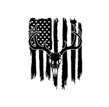 Load image into Gallery viewer, Deer Buck Skull American Flag Custom Precision Die Cut Vinyl Decal Sticker Design Style Graphics
