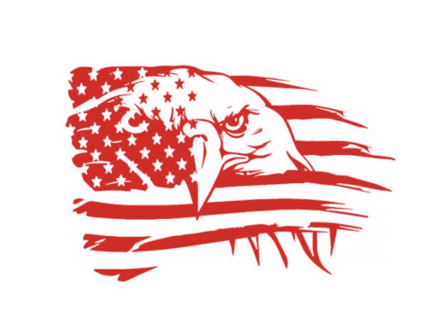 American Soaring Bald Eagle Flag Decal – UV Laminated – Extra Large 48 Inch