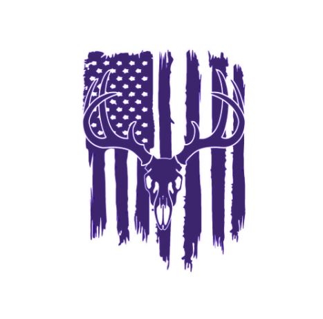 Deer Skull American Flag Decal  Sticker (Small Sizes) – Design Style