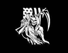 Load image into Gallery viewer, American Flag Grim Reaper Custom Precision Die Cut Vinyl Decal Sticker Design Style Graphics
